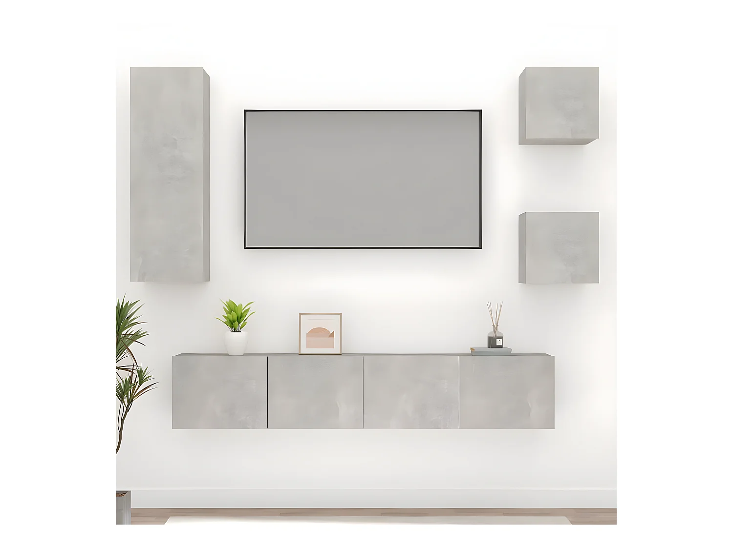 Set di mobili TV da 5 pezzi. Grigio cemento MDF
