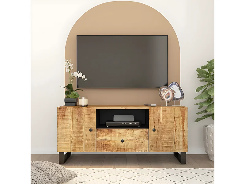 Mobile TV 105x33,5x46 cm in legno di mango e derivati del legno