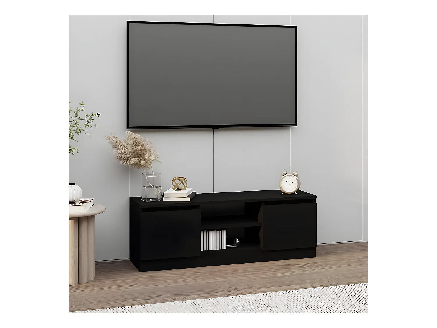 Meuble TV avec porte Noir 102x30x36 cm