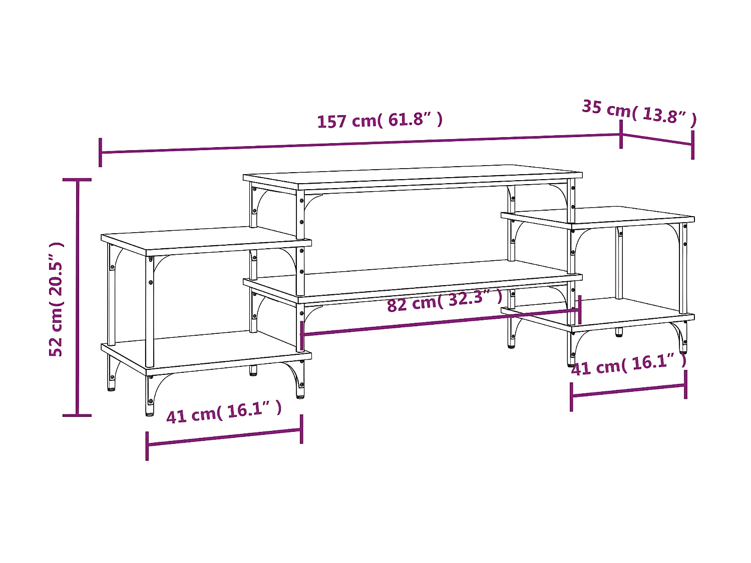 Meuble TV Sonoma gris 157x35x52 cm bois d'ingénierie