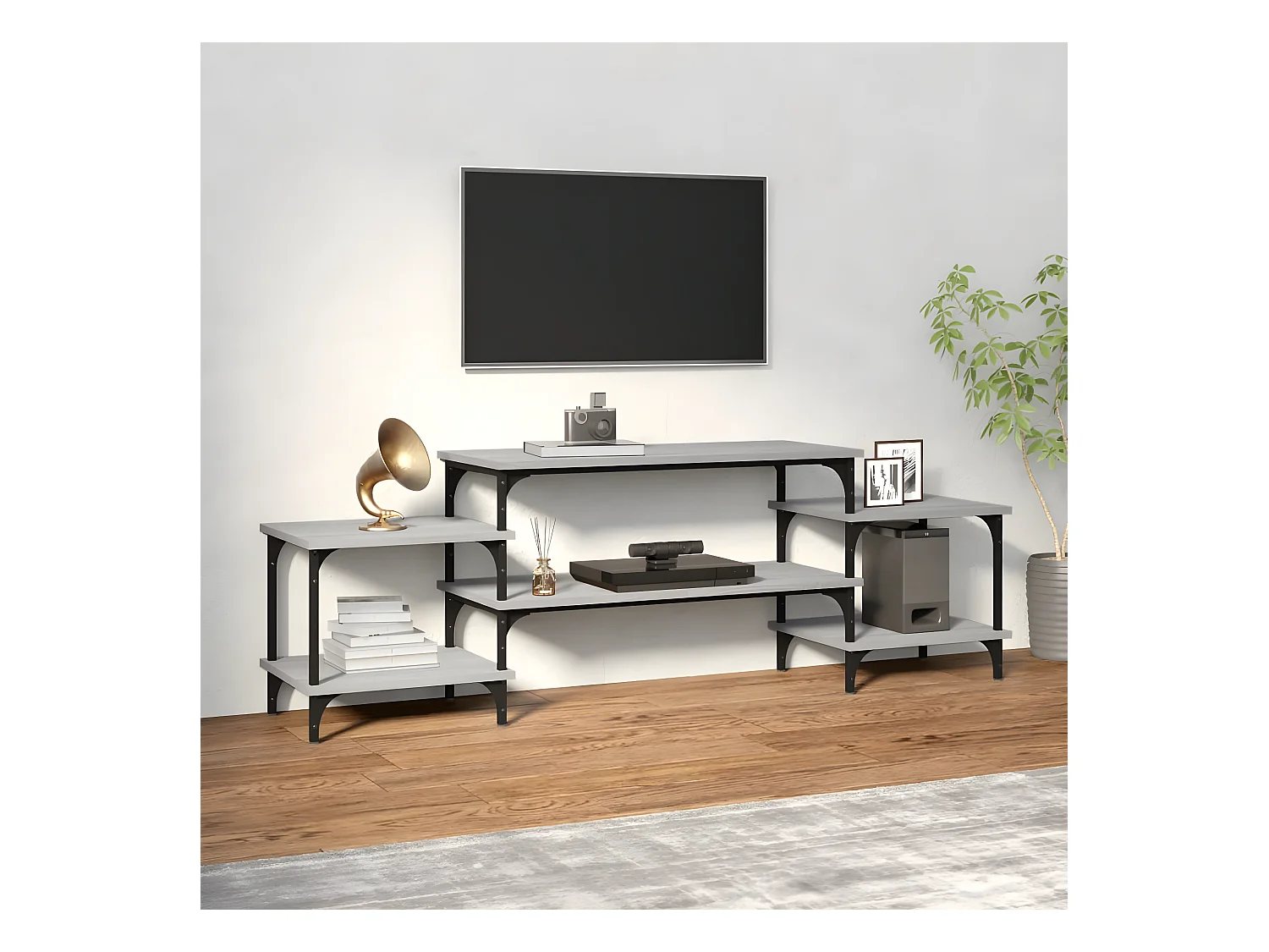 Sonoma grijs tv-meubel 157x35x52 cm samengesteld hout