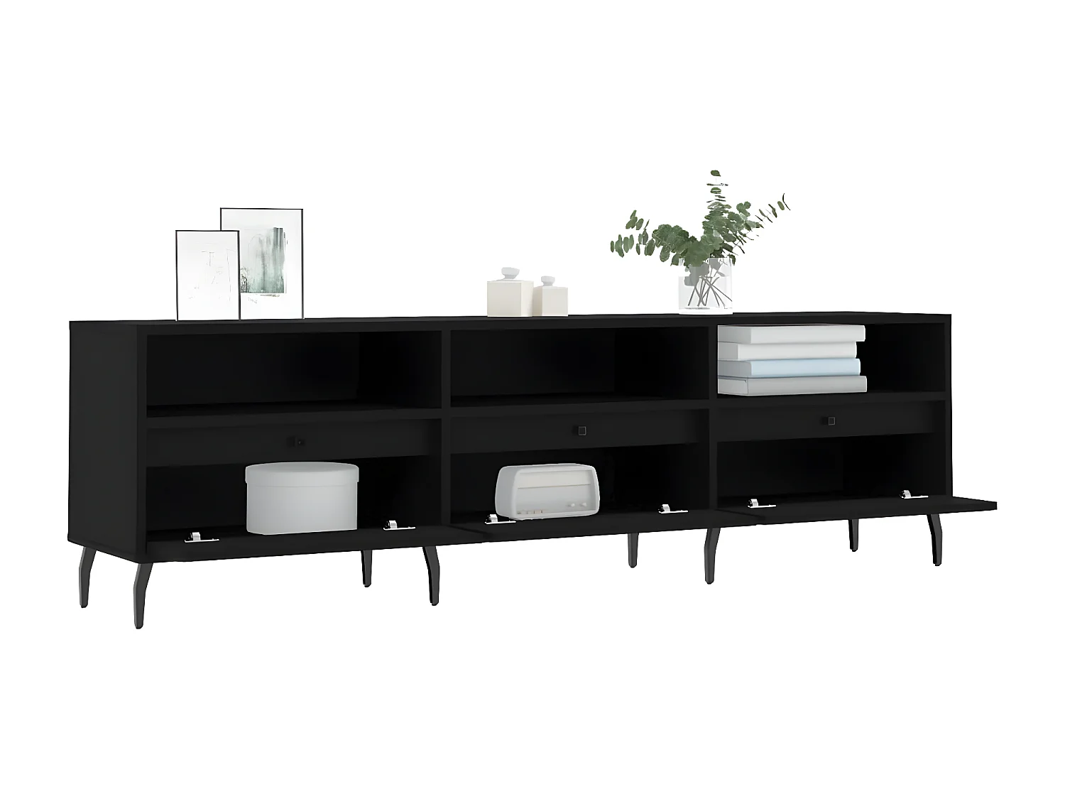 Zwart tv-meubel 150x30x44,5 cm samengesteld hout