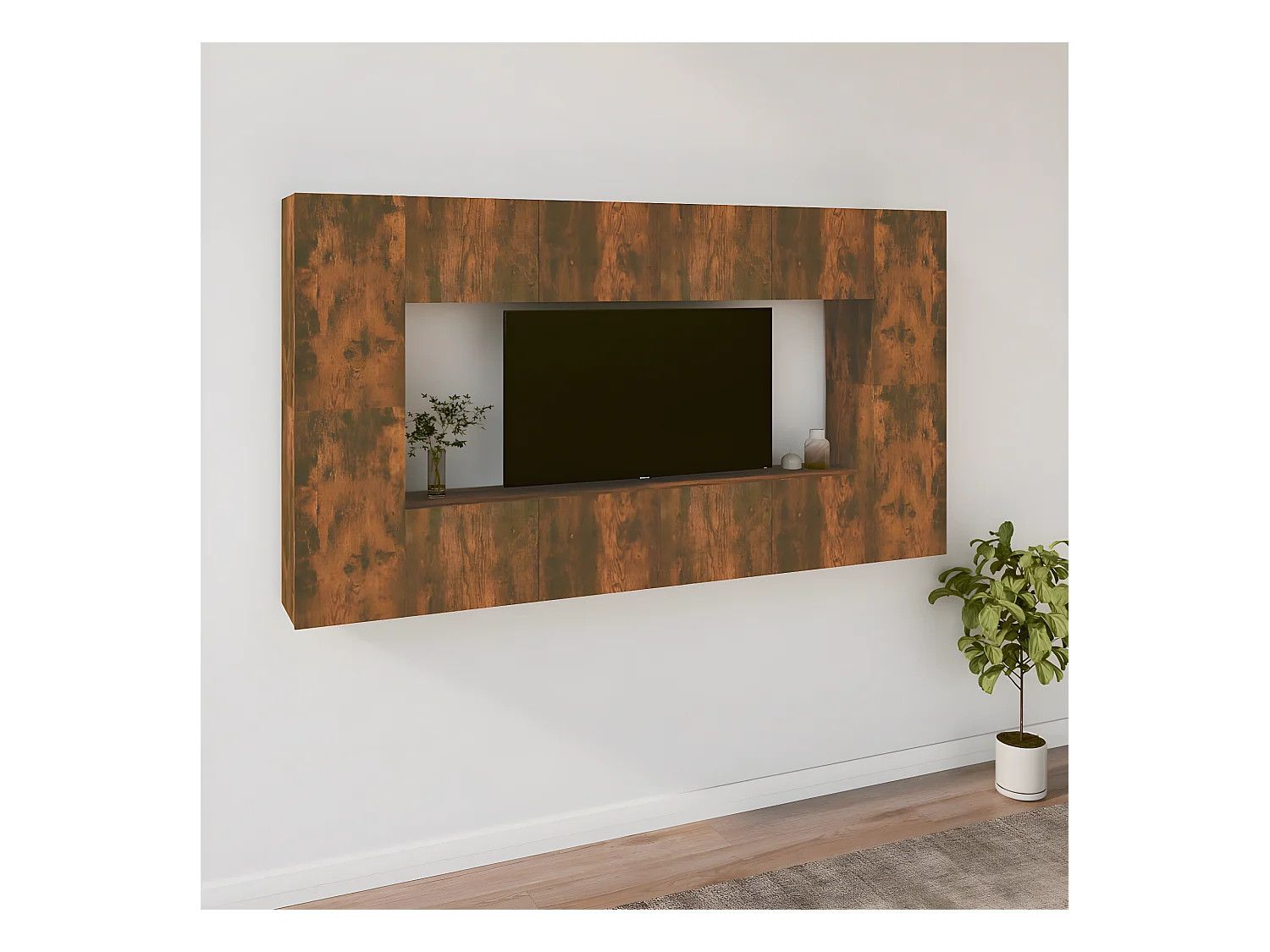 8-delig TV-meubelset Gerookt eiken Bewerkt hout