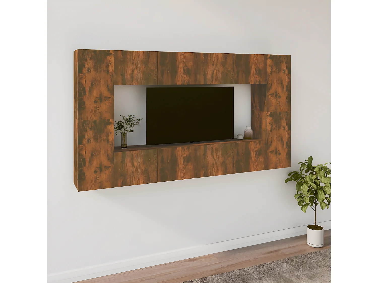 8-delig TV-meubelset Gerookt eiken Bewerkt hout