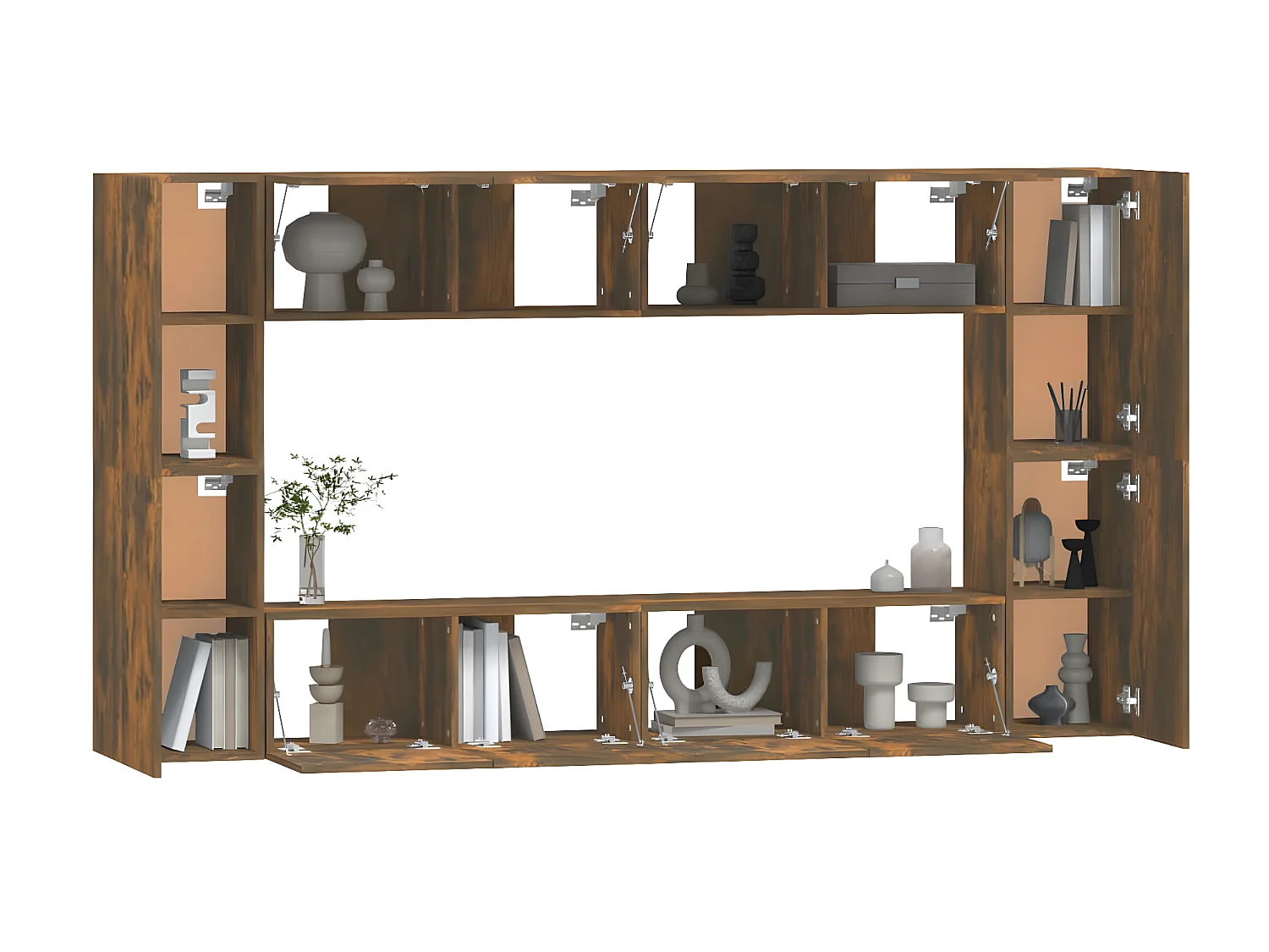 8-delig TV-meubelset Gerookt eiken Bewerkt hout