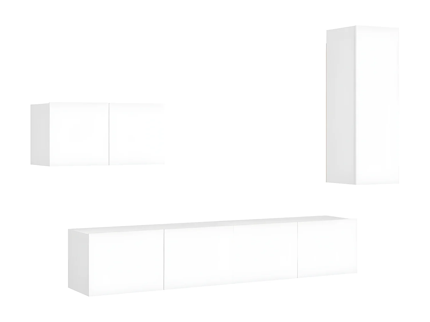 Ensemble de meuble TV 4 pcs Blanc Aggloméré