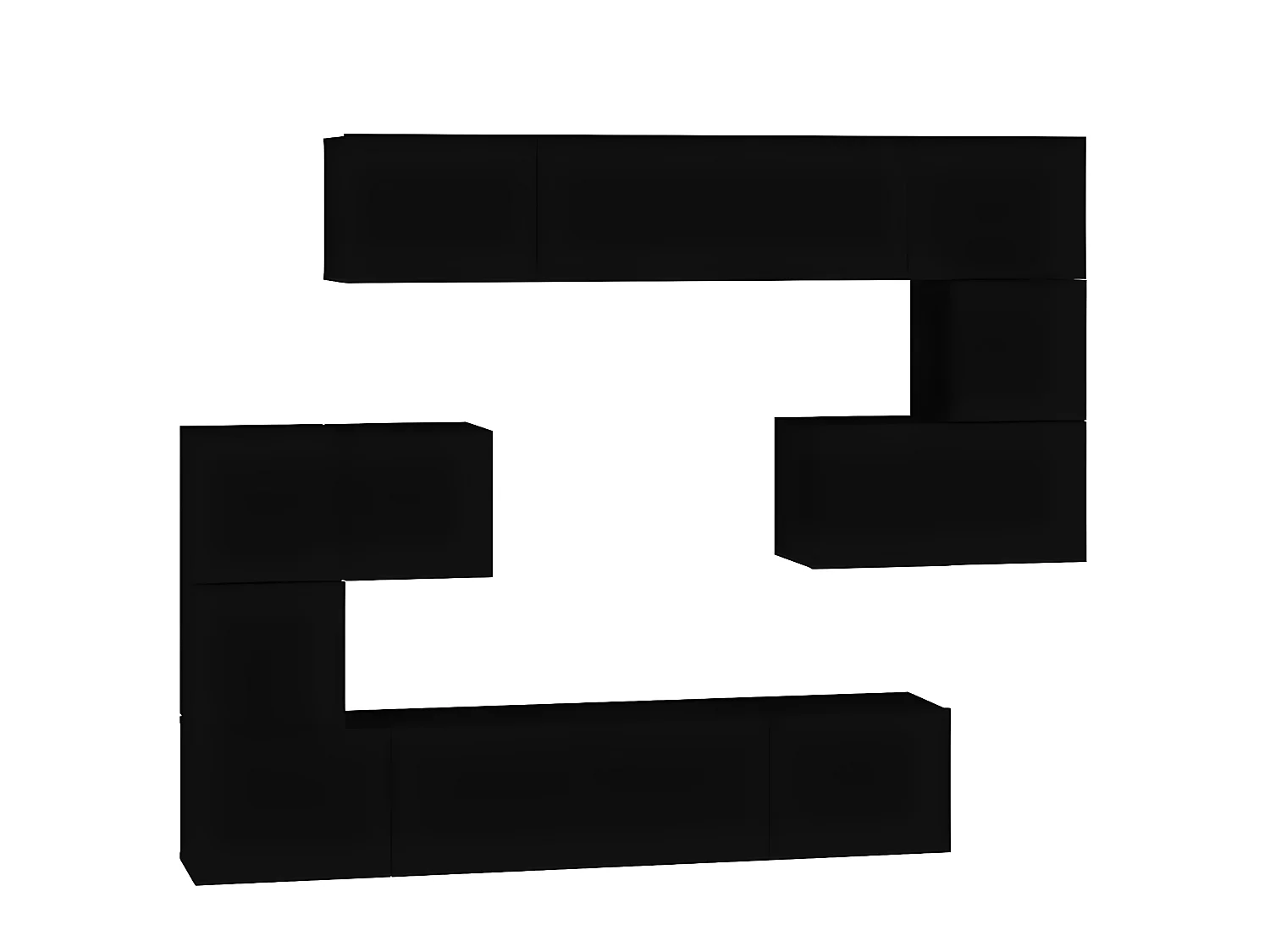 Meuble TV mural Noir Bois d'ingénierie