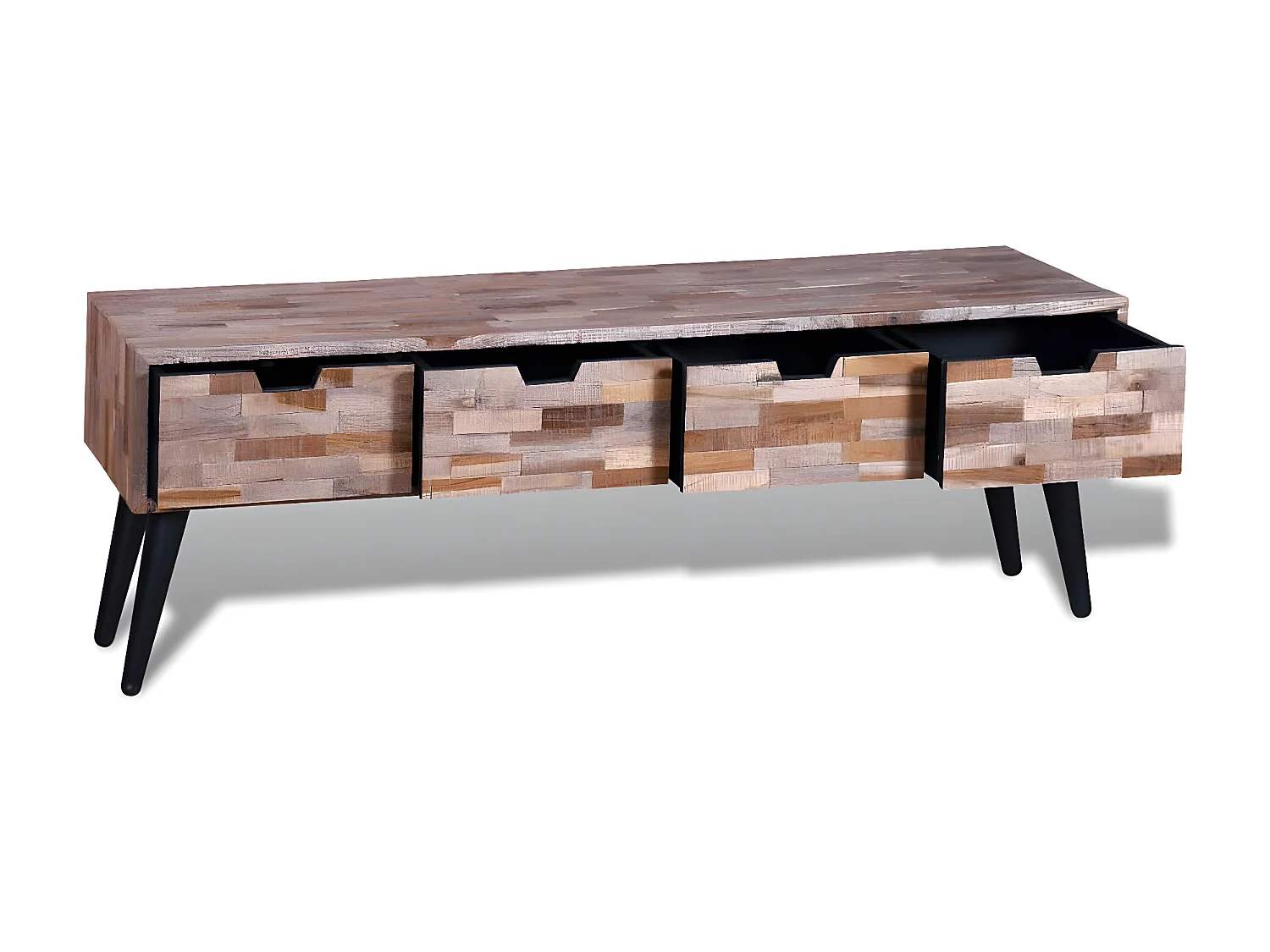 Consolle TV con 4 cassetti Legno di teak riciclato