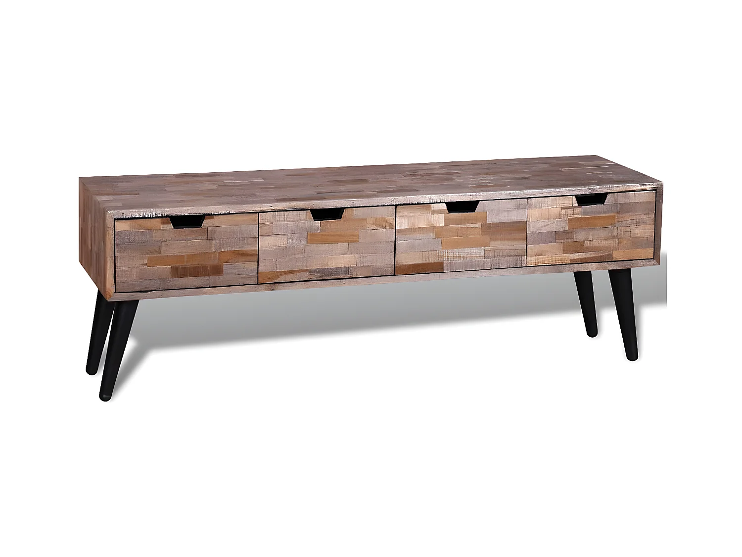 TV-consoletafel met 4 laden Gerecycled teakhout