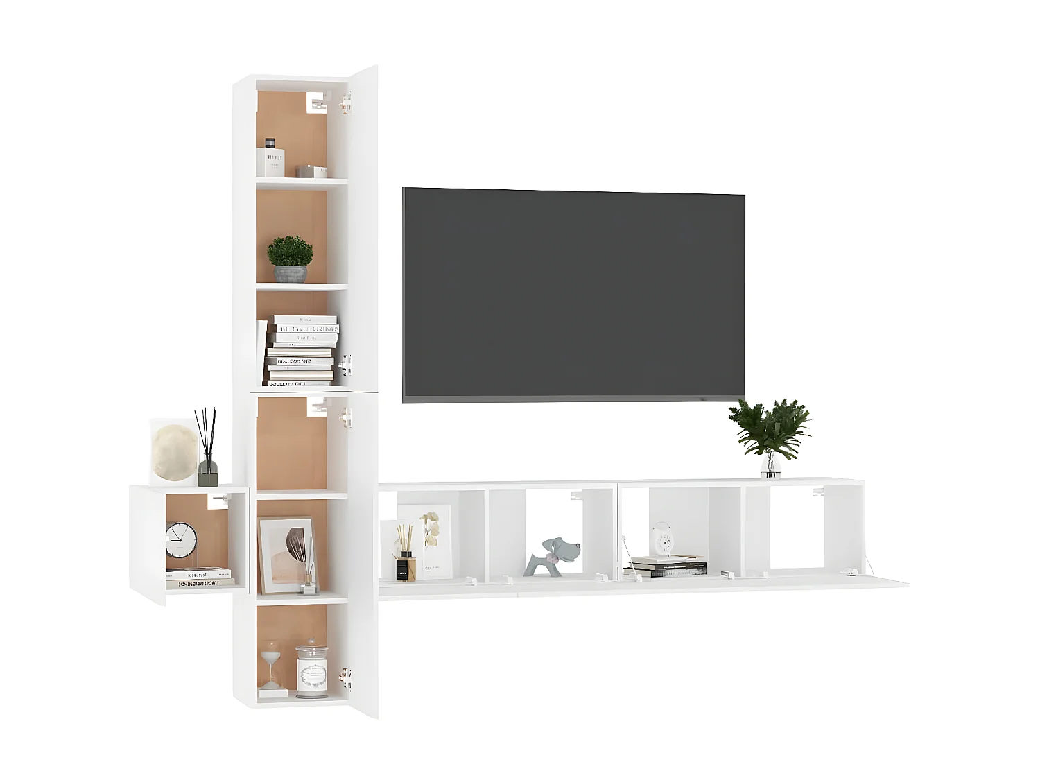 TV-Möbelset 5-tlg. Spanplatte Weiß