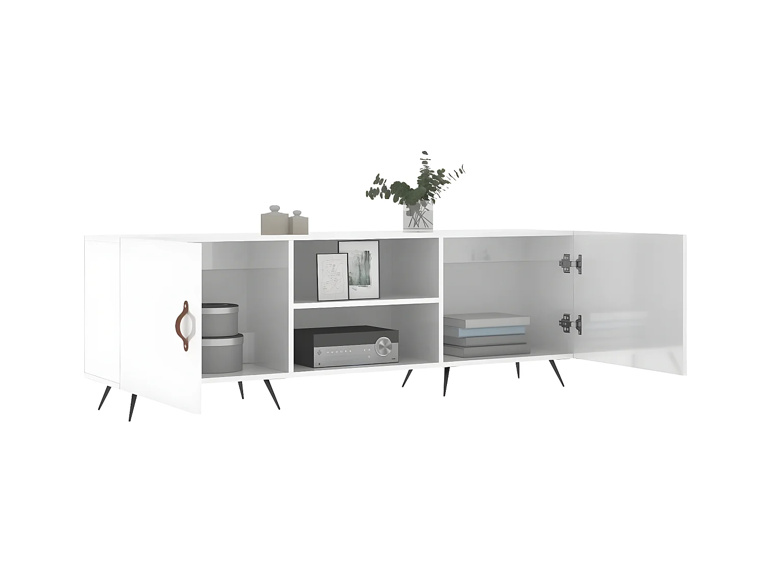 Glanzend wit tv-meubel 150x30x50 cm samengesteld hout