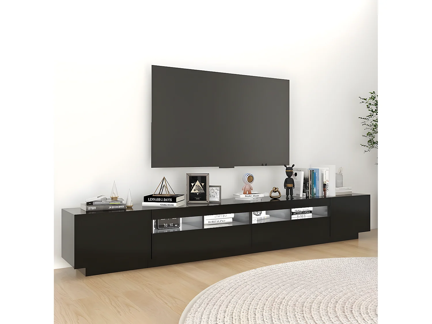 TV-Schrank mit LED-Leuchten Schwarz 260x35x40 cm
