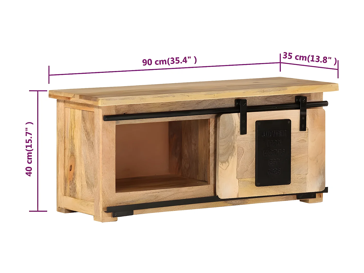 TV-Schrank 90x35x40 cm Massives Mangoholz