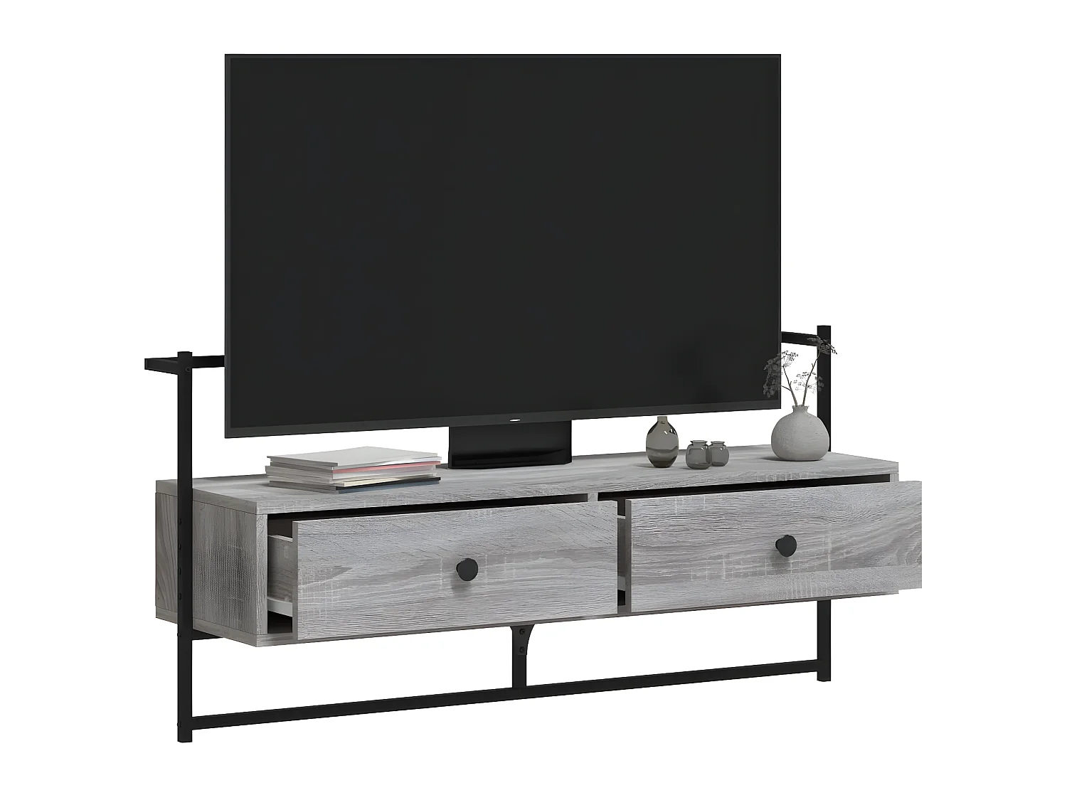 Mueble TV de pared gris Sonoma de madera contrachapada 100,5x30x51 cm