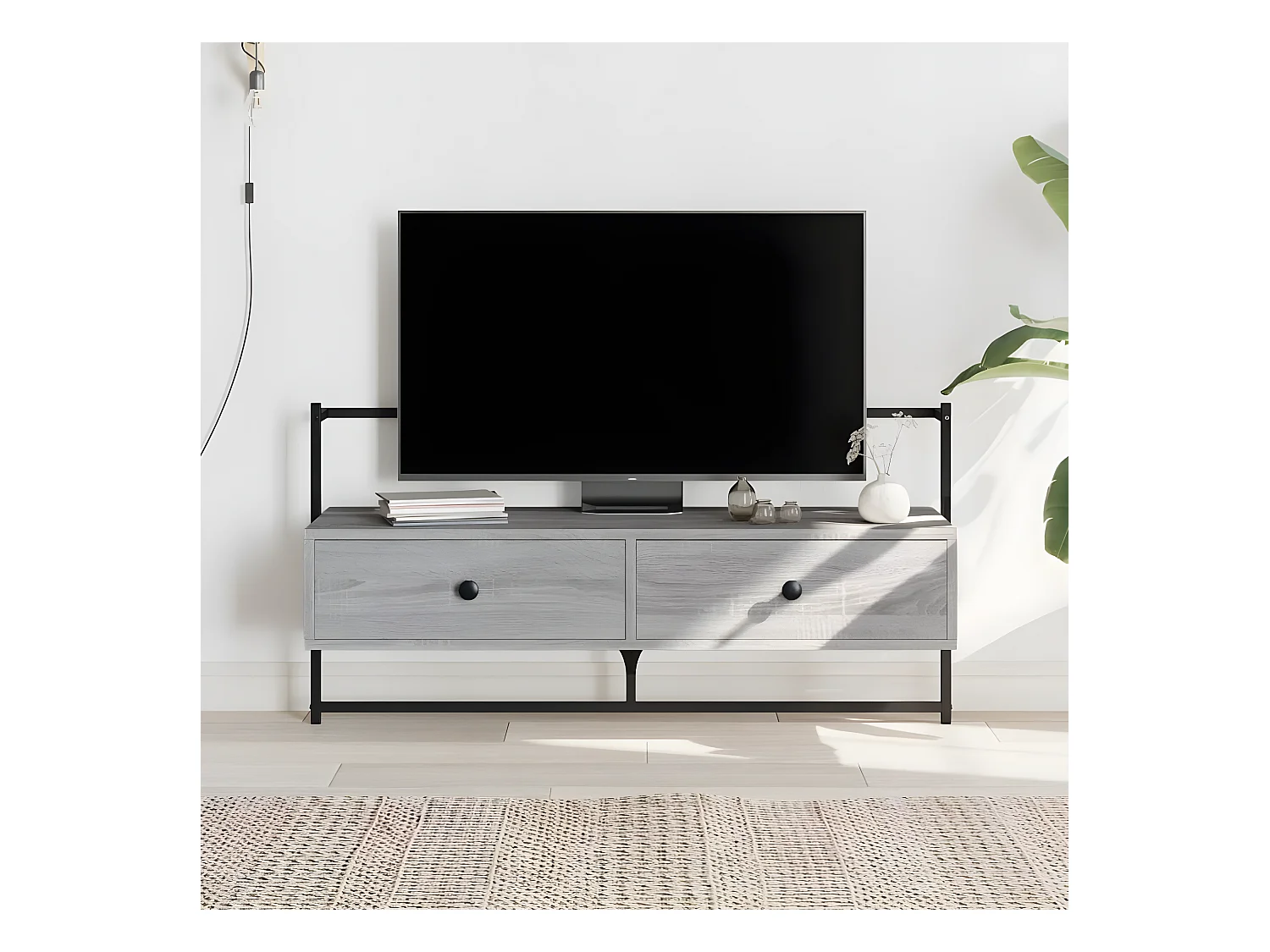 TV-Wandmöbel in Sonoma-Grau, 100,5 x 30 x 51 cm, Holzwerkstoff