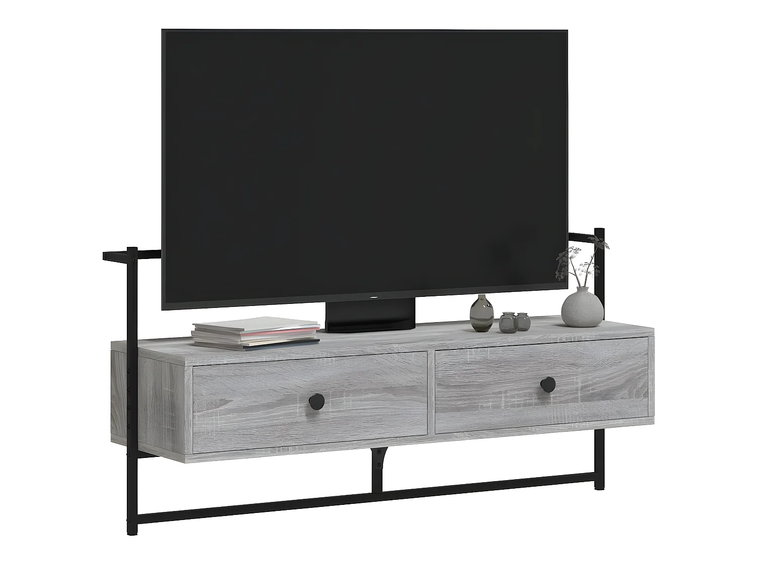 Meuble TV mural sonoma gris 100,5x30x51 cm bois d'ingénierie