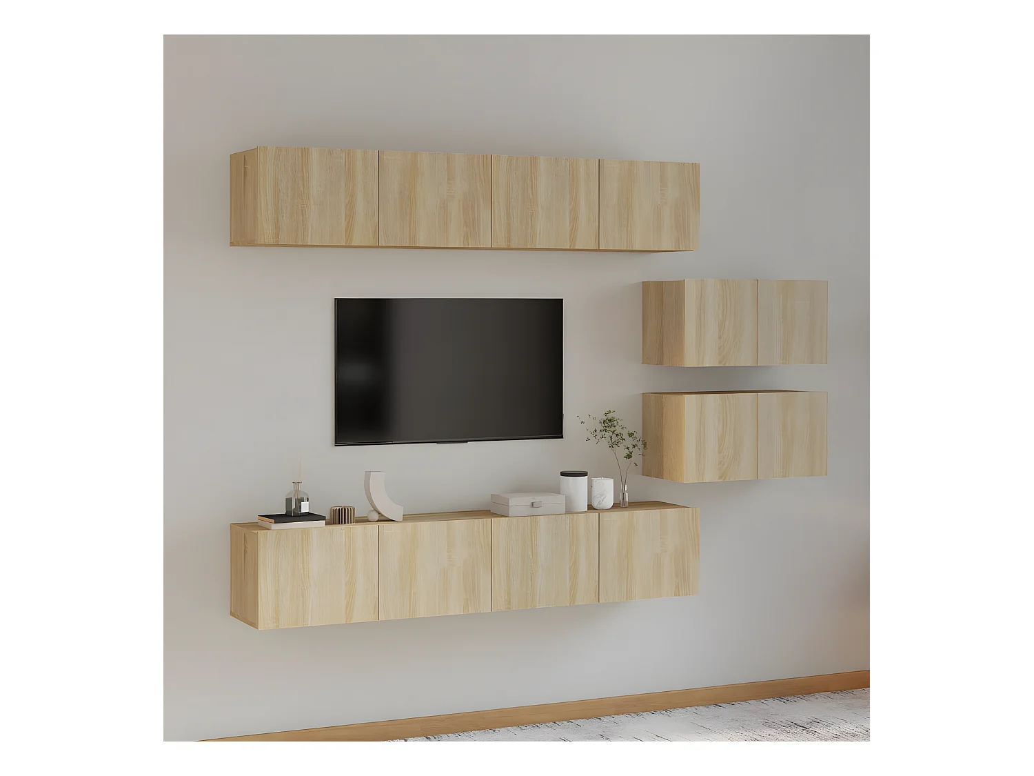 Set supporto TV da 6 pezzi in legno ingegnerizzato rovere Sonoma