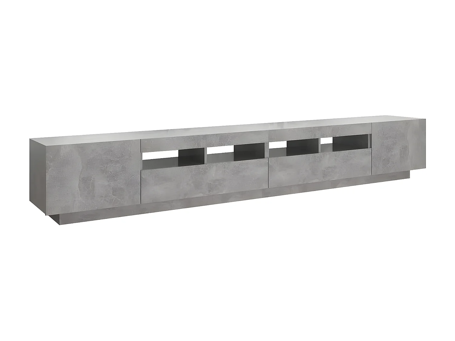 Móvel de TV com luzes LED cinza concreto 260x35x40 cm