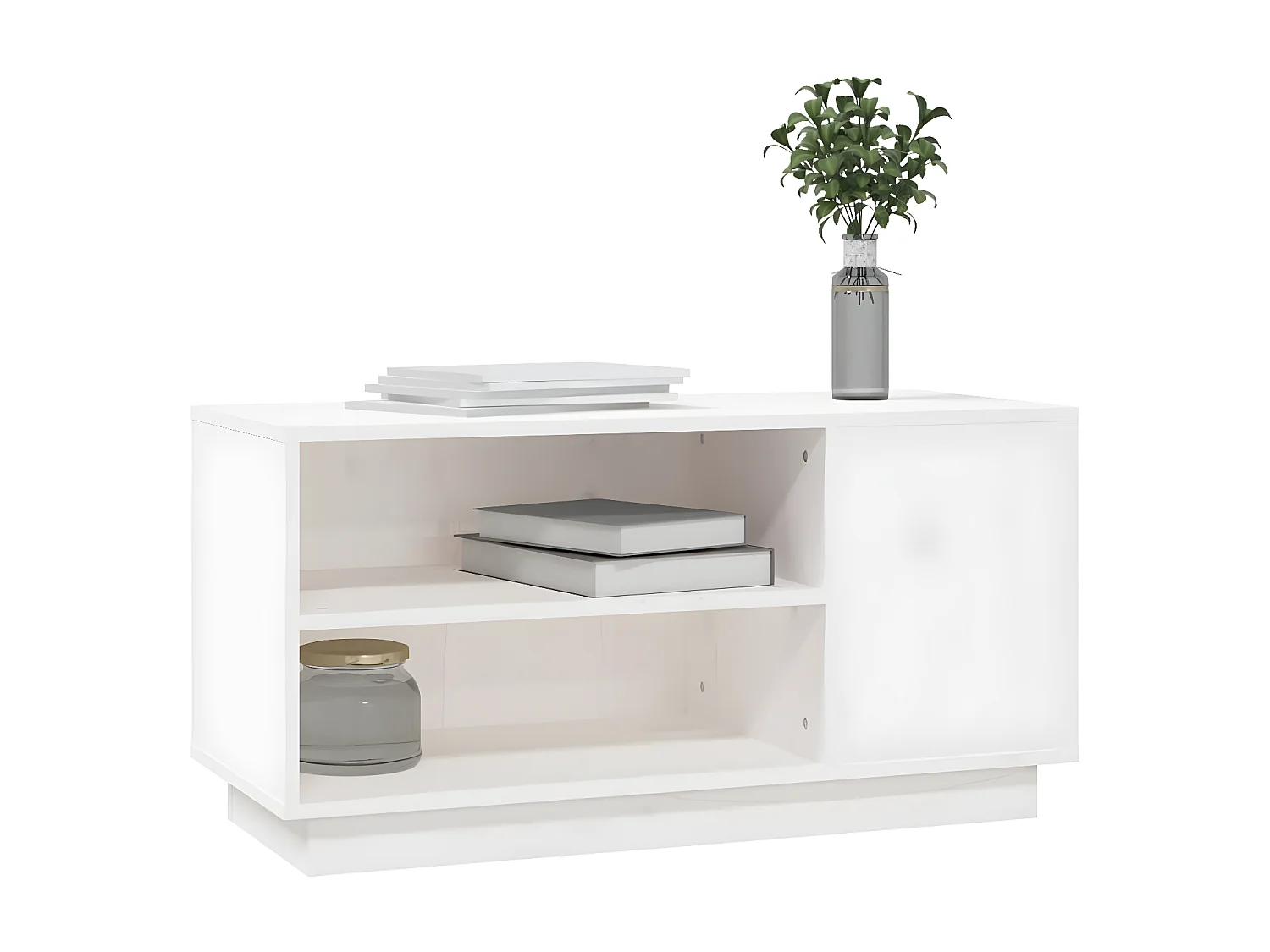 Móvel de TV branco 80x35x40,5 cm Madeira maciça de pinho