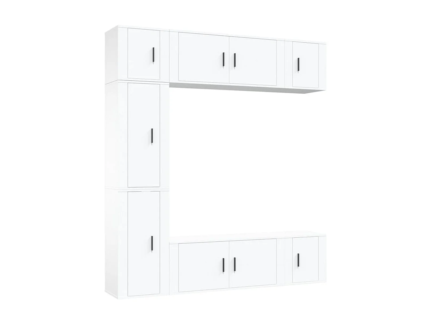 Set supporto TV da 7 pezzi in MDF bianco