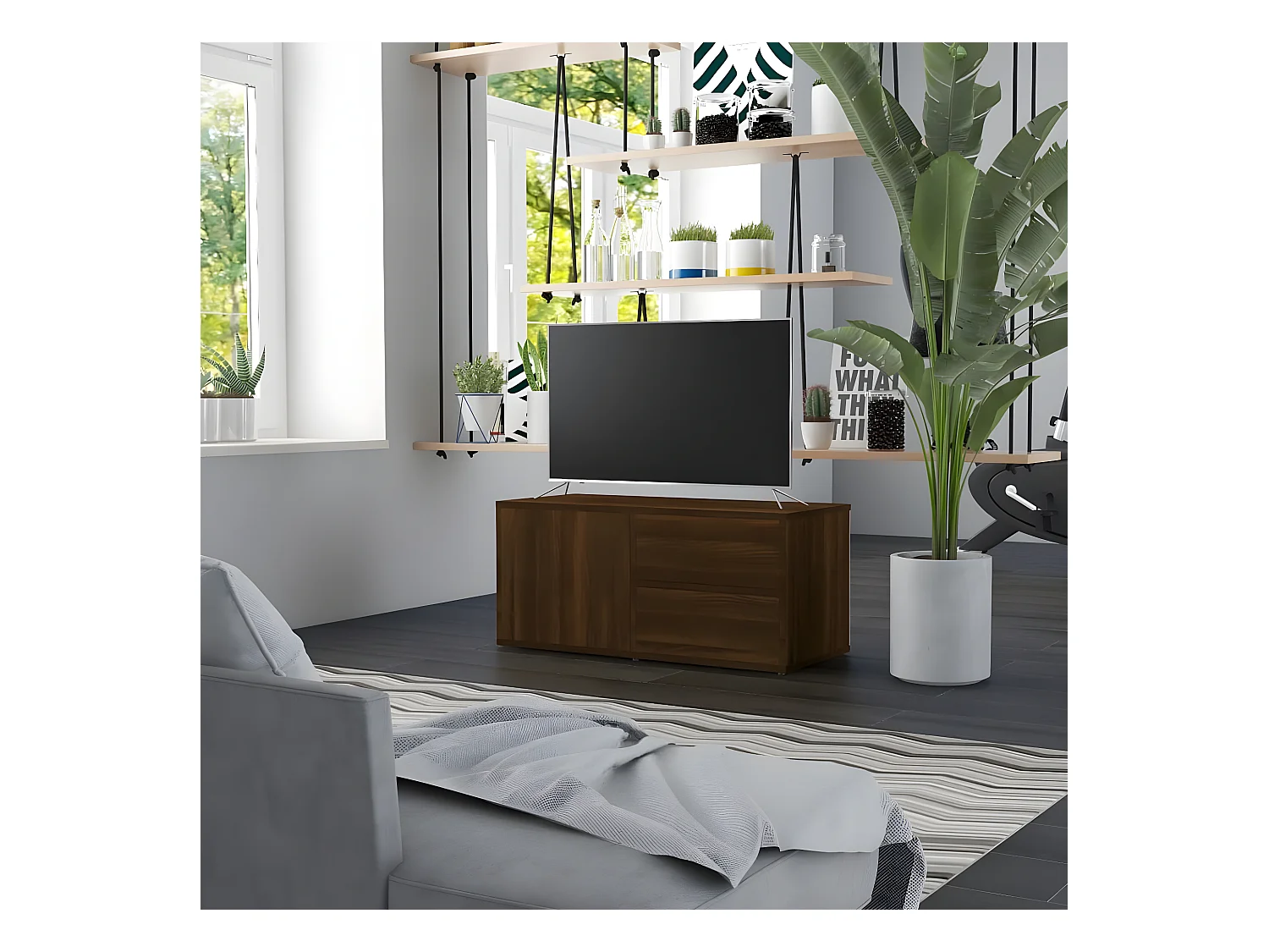 Meuble TV Chêne marron 80x34x36 cm Bois d'ingénierie