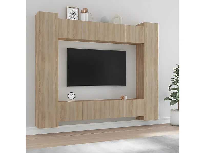 Ensemble de meubles TV 8 pcs Chêne sonoma Bois d'ingénierie