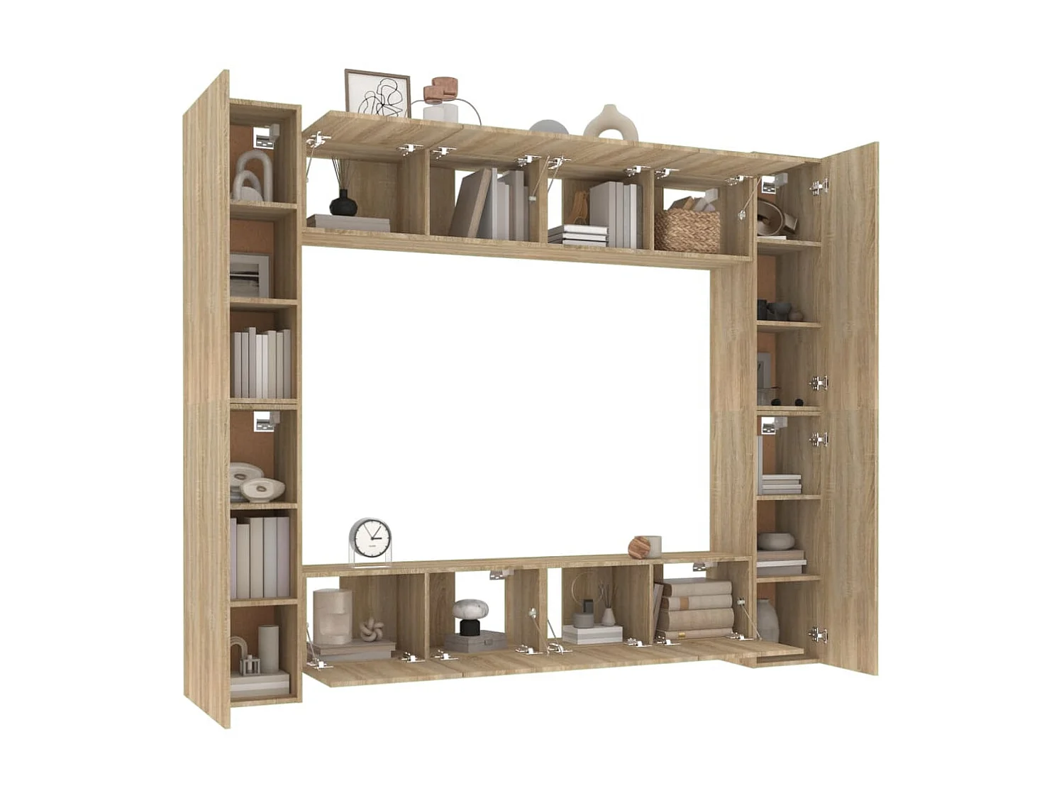 Set supporto TV da 8 pezzi in legno ingegnerizzato rovere Sonoma