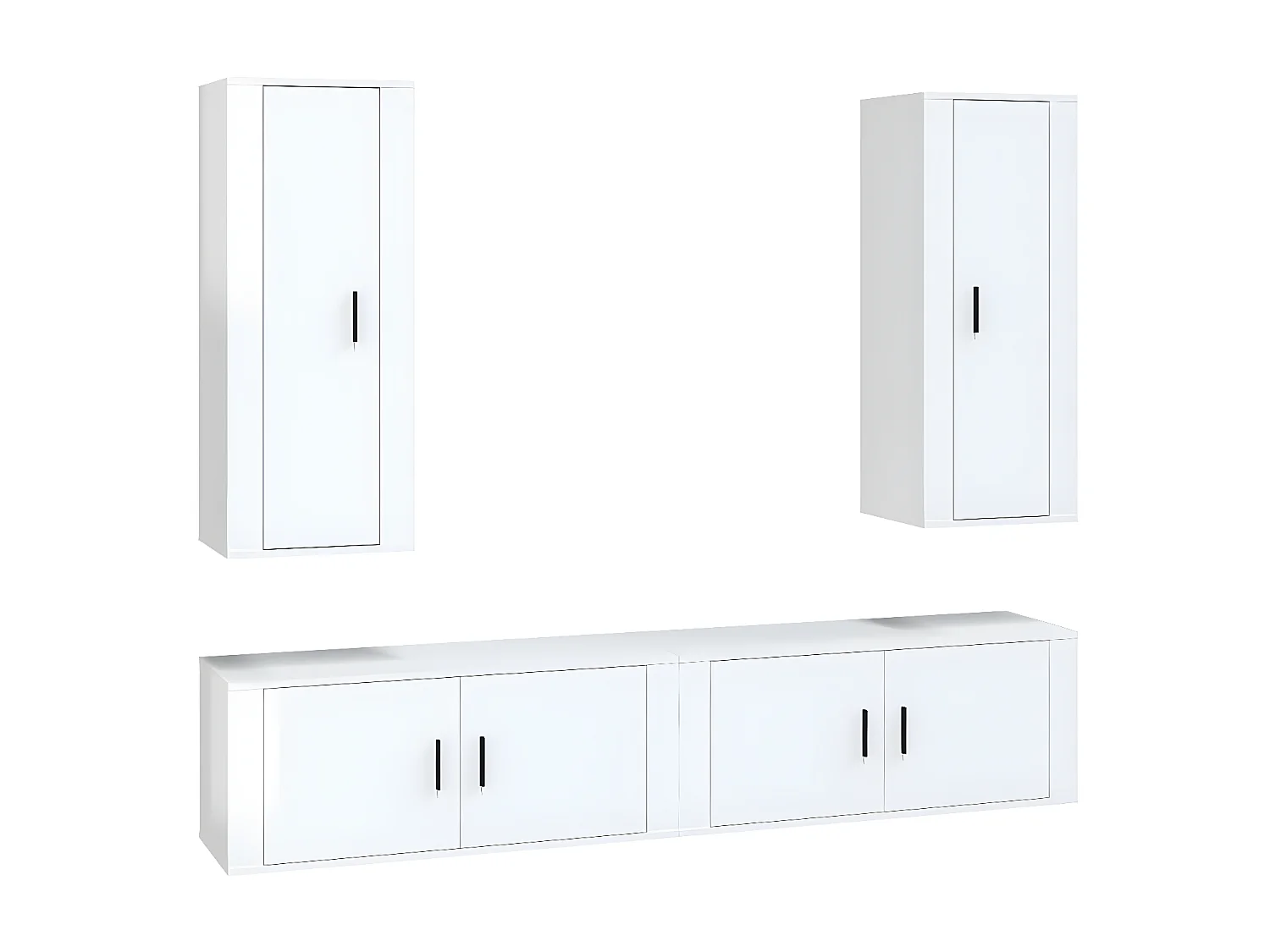 Ensemble de meubles TV 4 pcs Blanc brillant Bois d'ingénierie