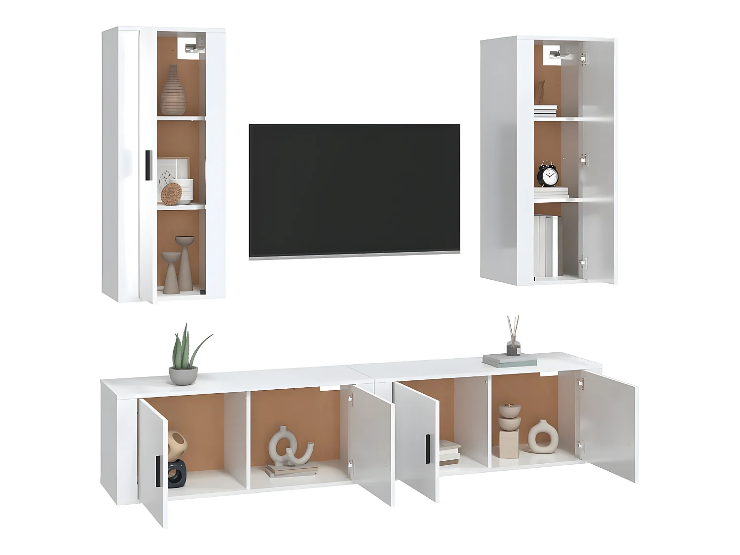 Ensemble de meubles TV 4 pcs Blanc brillant Bois d'ingénierie