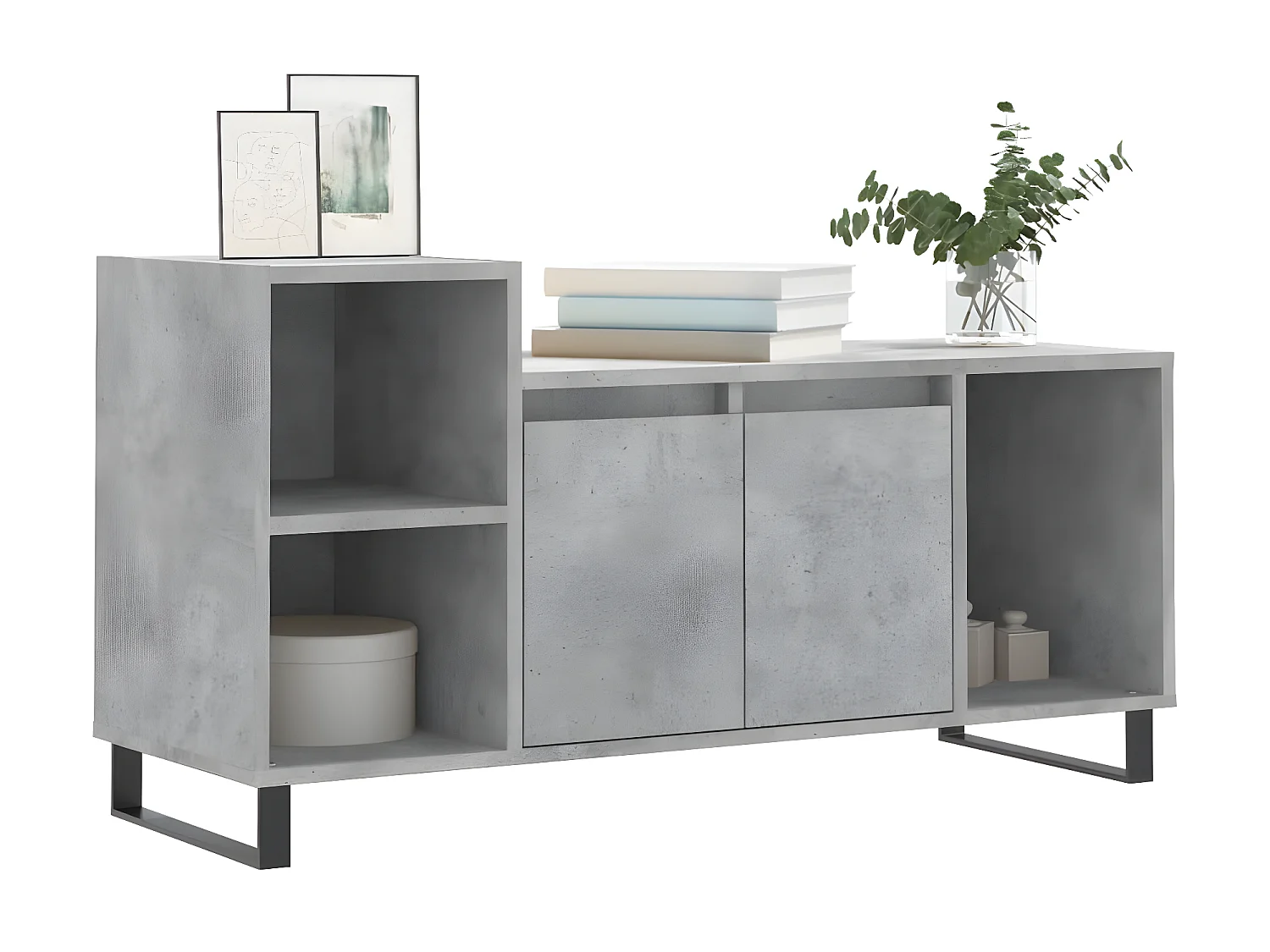 Meuble TV Gris béton 100x35x55 cm Bois d'ingénierie