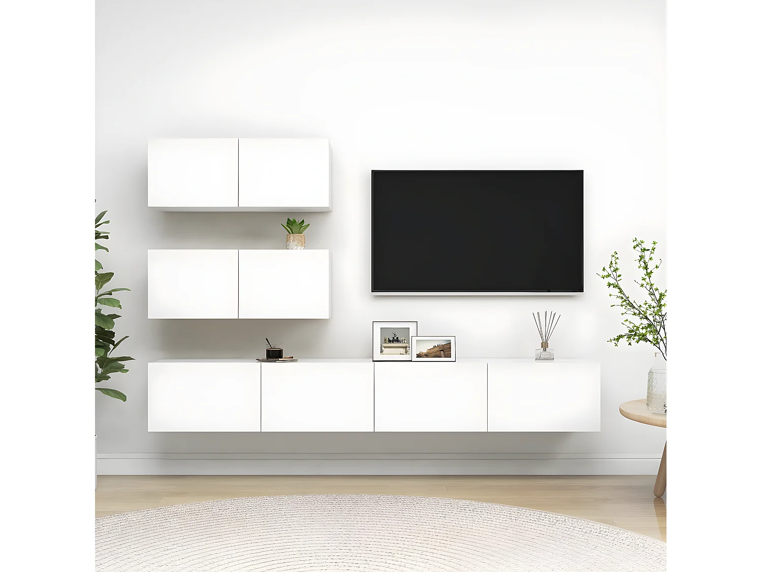 Ensemble de meuble TV 4 pcs Blanc Aggloméré
