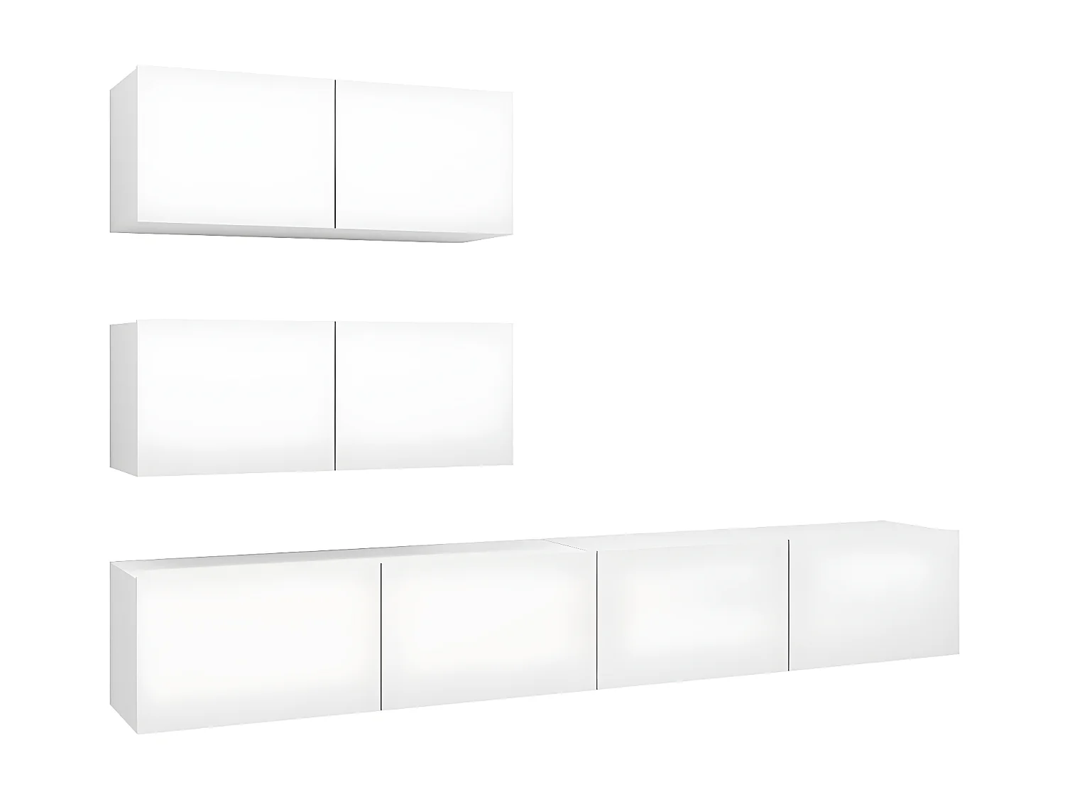Ensemble de meuble TV 4 pcs Blanc Aggloméré