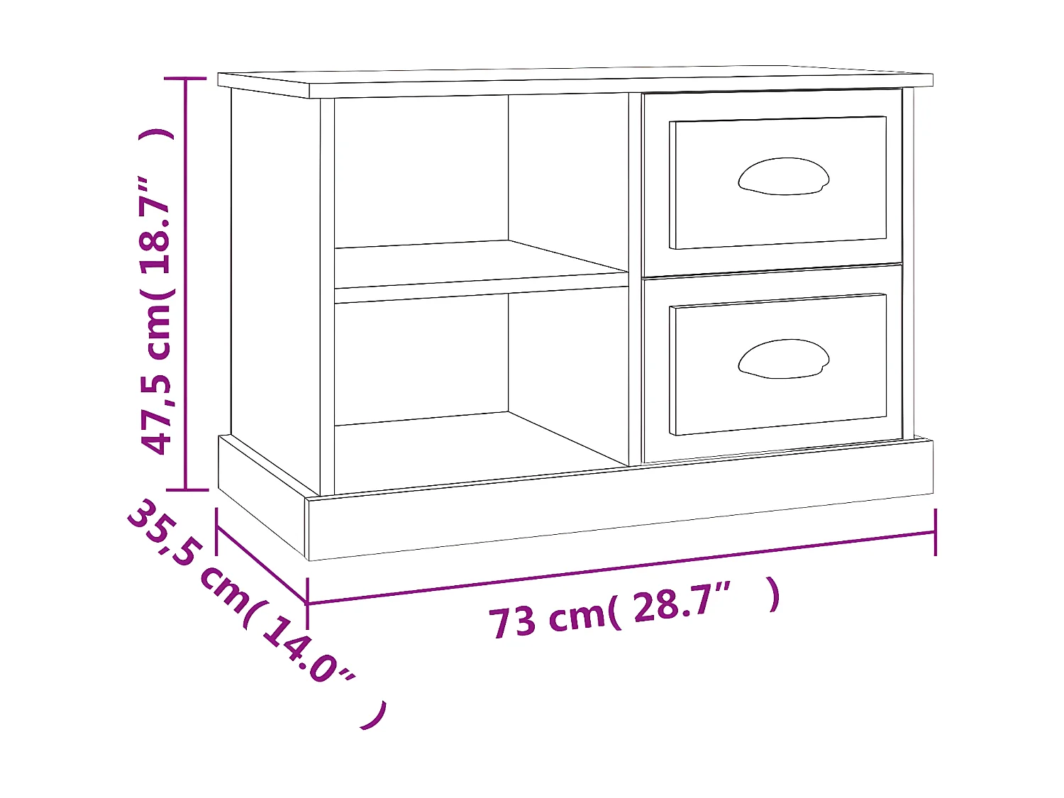 Mobile TV nero 73x35,5x47,5 cm in derivati del legno