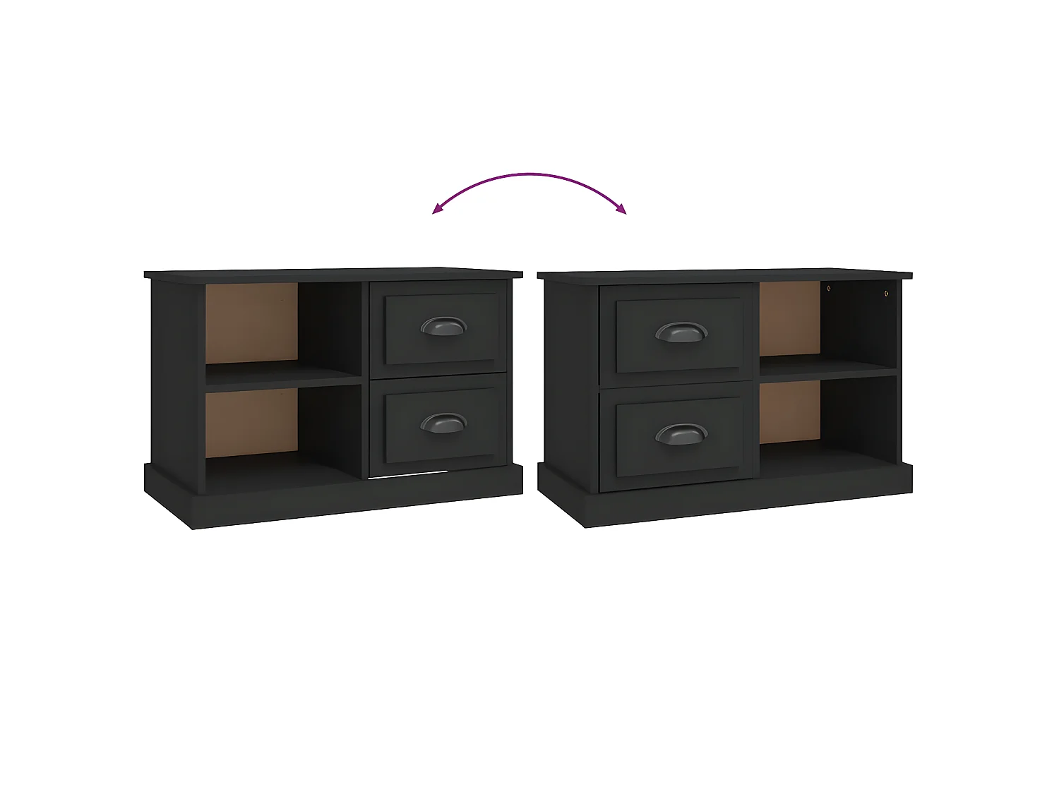 Meuble TV noir 73x35,5x47,5 cm bois d'ingénierie