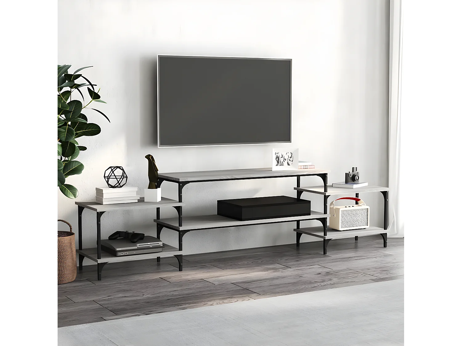 Mobile TV Sonoma grigio 197x35x52 cm MDF