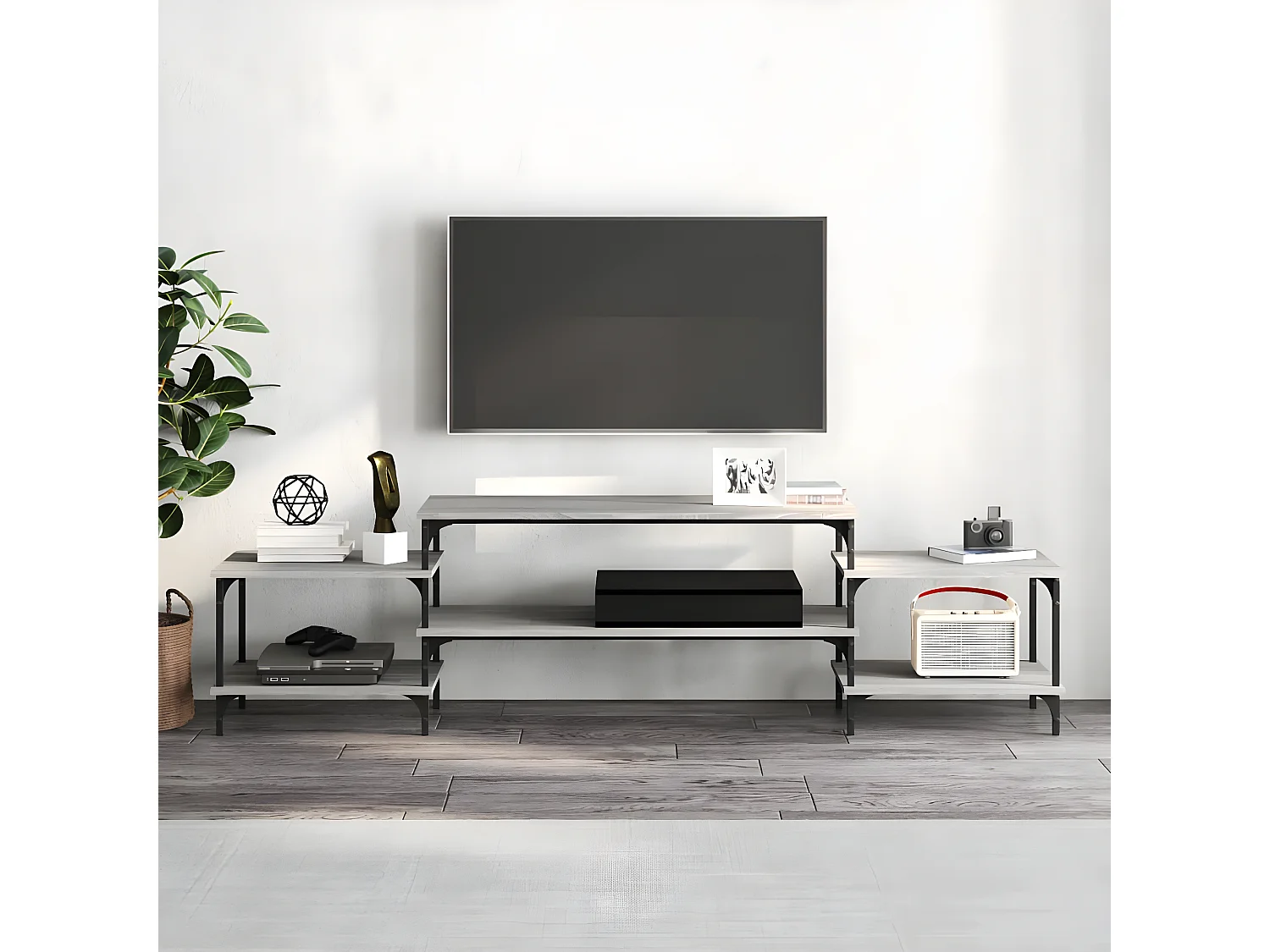 Mobile TV Sonoma grigio 197x35x52 cm MDF