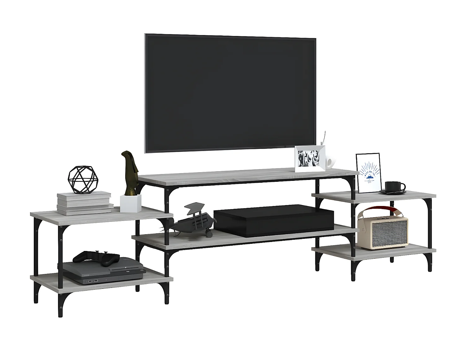 Mobile TV Sonoma grigio 197x35x52 cm MDF