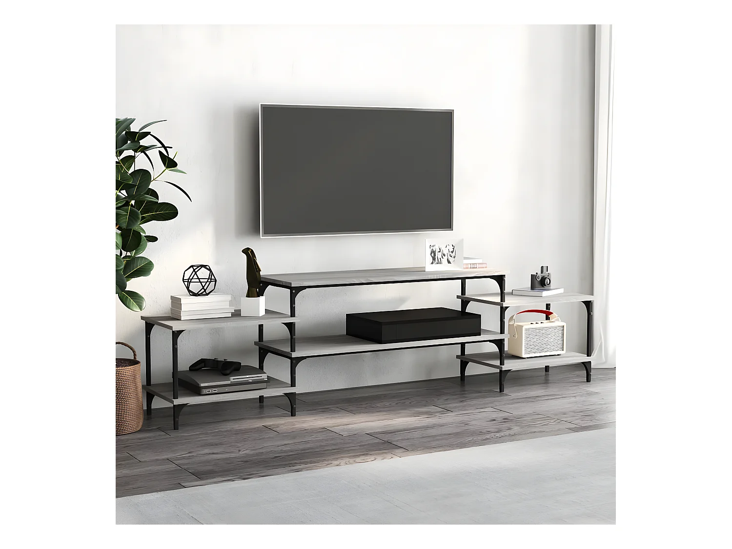 Mobile TV Sonoma grigio 197x35x52 cm MDF