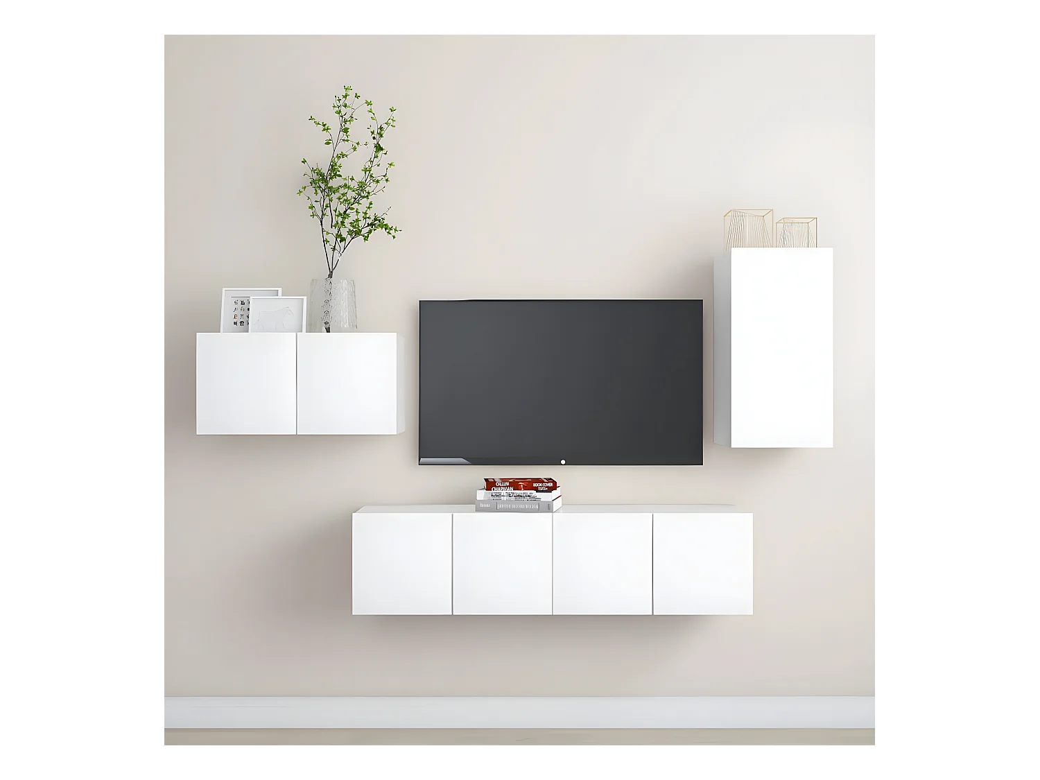 TV-Schrank-Set 4-tlg. Spanplatte Weiß