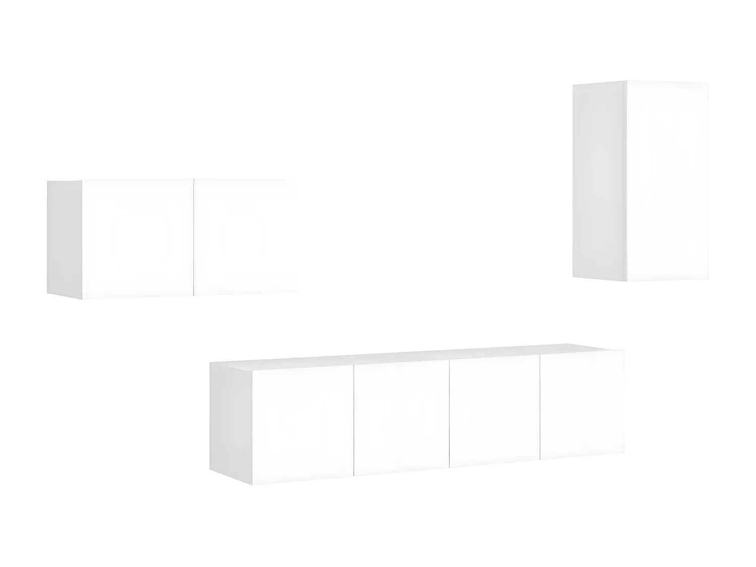 Conjunto de armário de TV 4 unidades em aglomerado branco