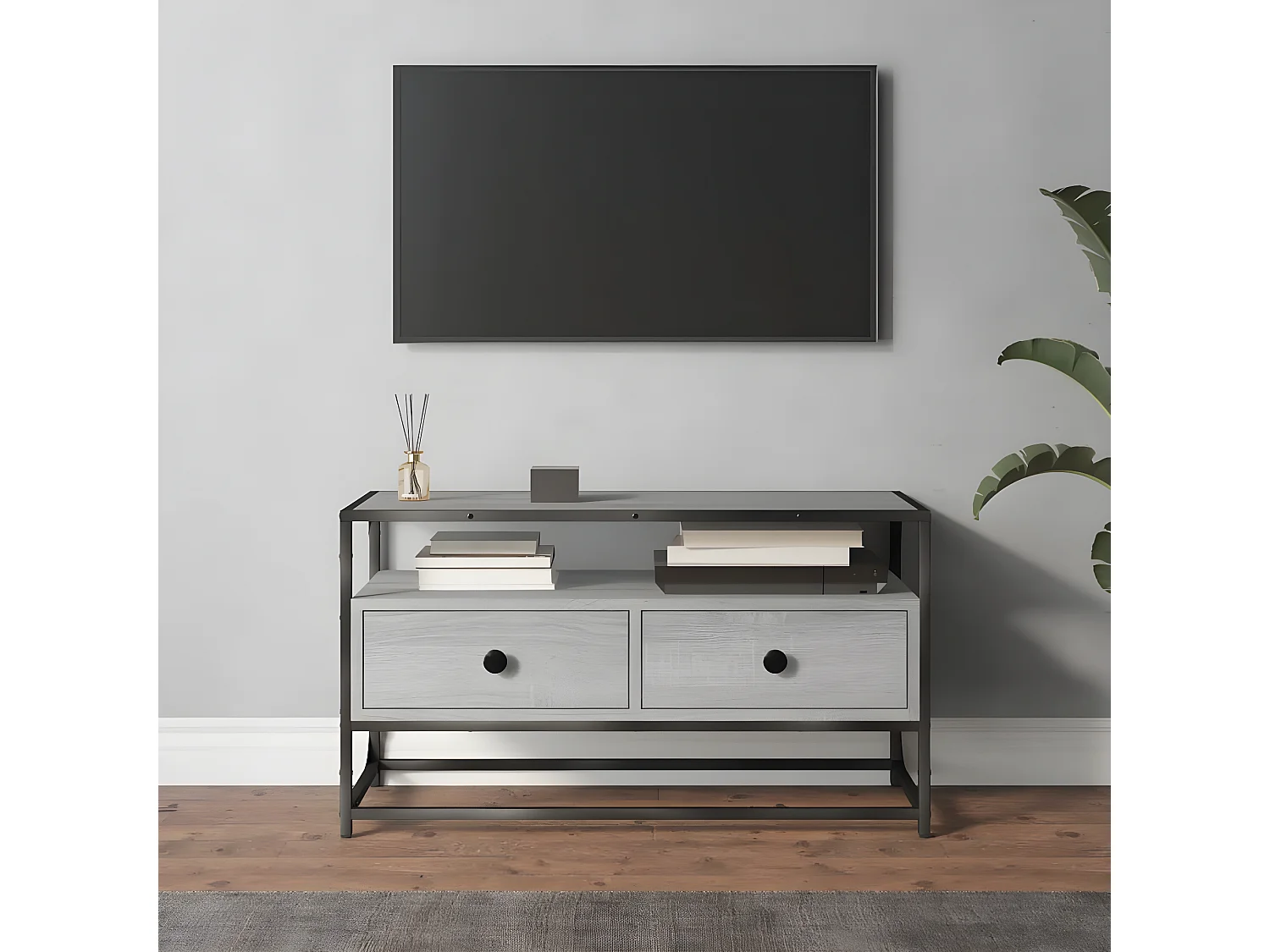 Meuble TV sonoma gris 80x35x45 cm bois d'ingénierie