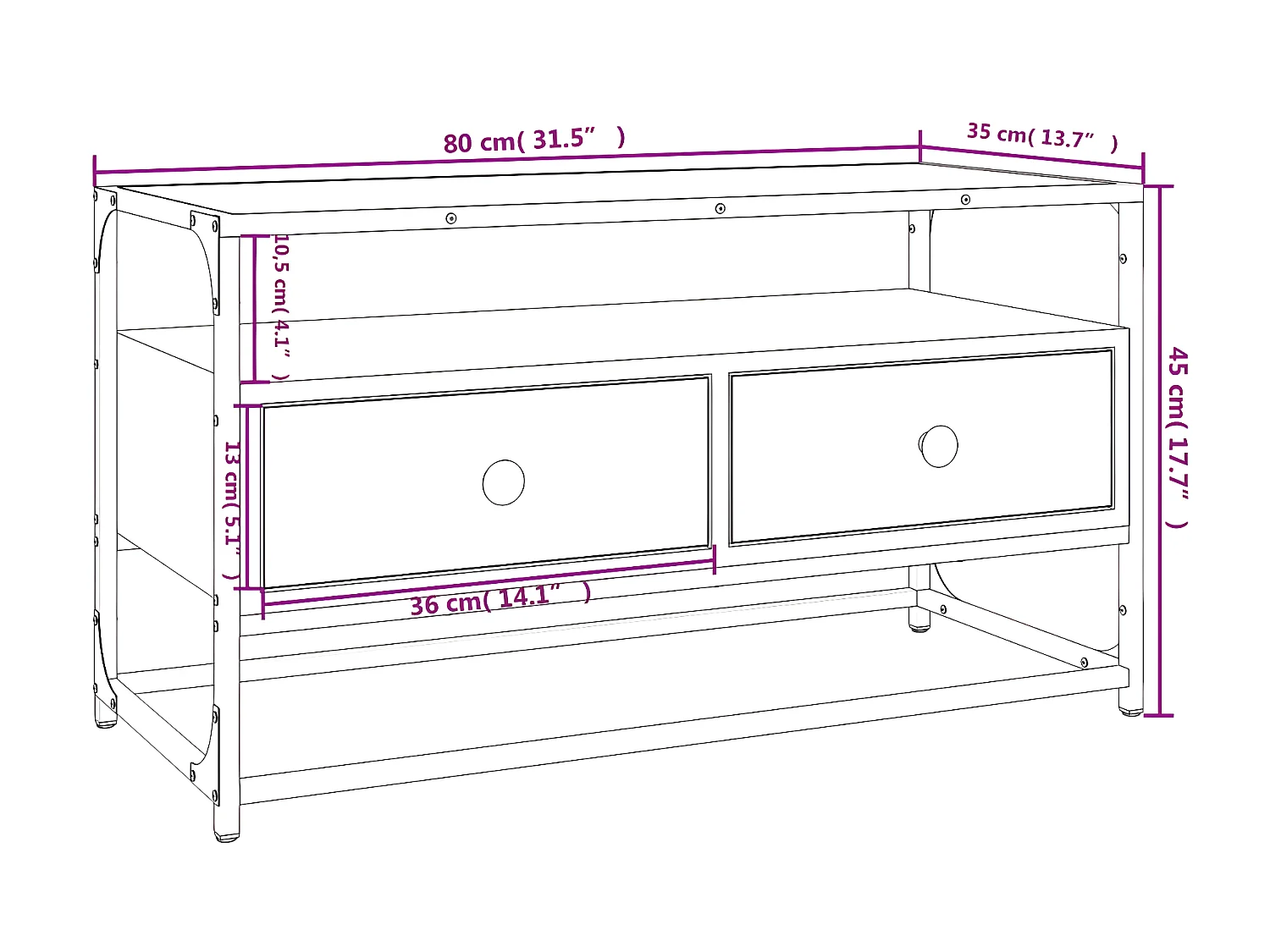 Meuble TV sonoma gris 80x35x45 cm bois d'ingénierie