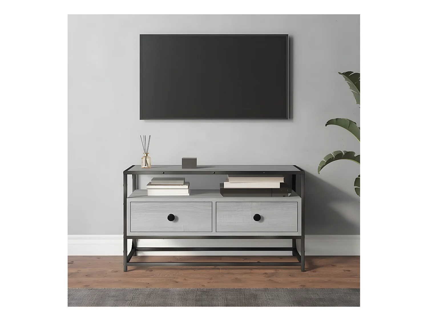 Meuble TV sonoma gris 80x35x45 cm bois d'ingénierie