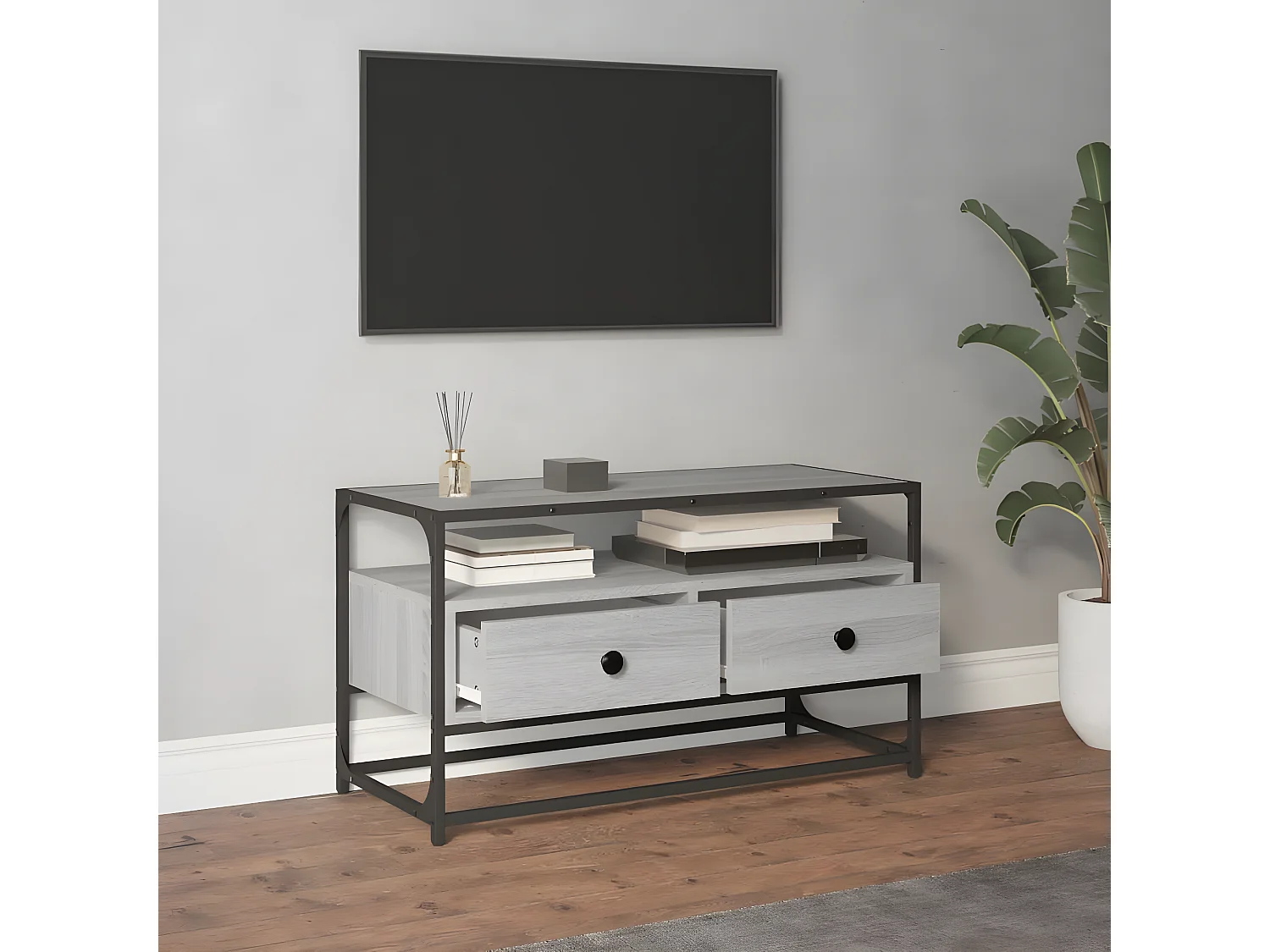 Meuble TV sonoma gris 80x35x45 cm bois d'ingénierie