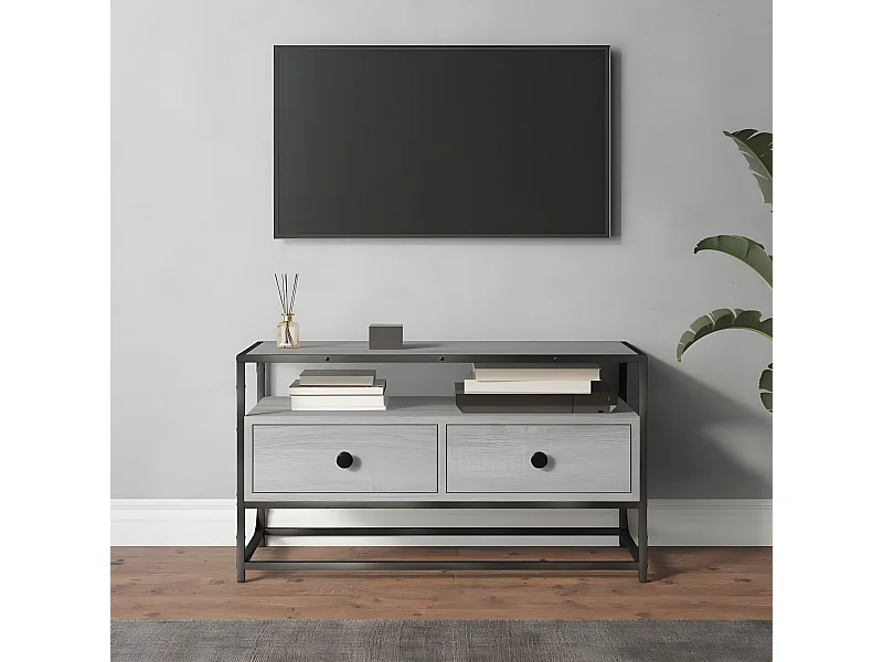Meuble TV sonoma gris 80x35x45 cm bois d'ingénierie