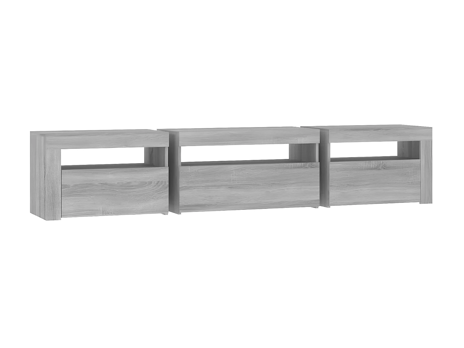 Meuble TV avec lumières LED Sonoma gris 195x35x40 cm