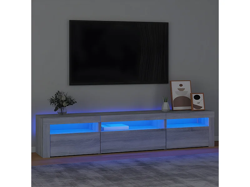 Meuble TV avec lumières LED Sonoma gris 195x35x40 cm