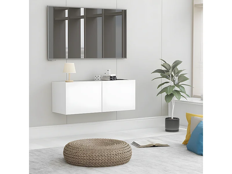 Mueble TV blanco 80x30x30 cm Madera contrachapada