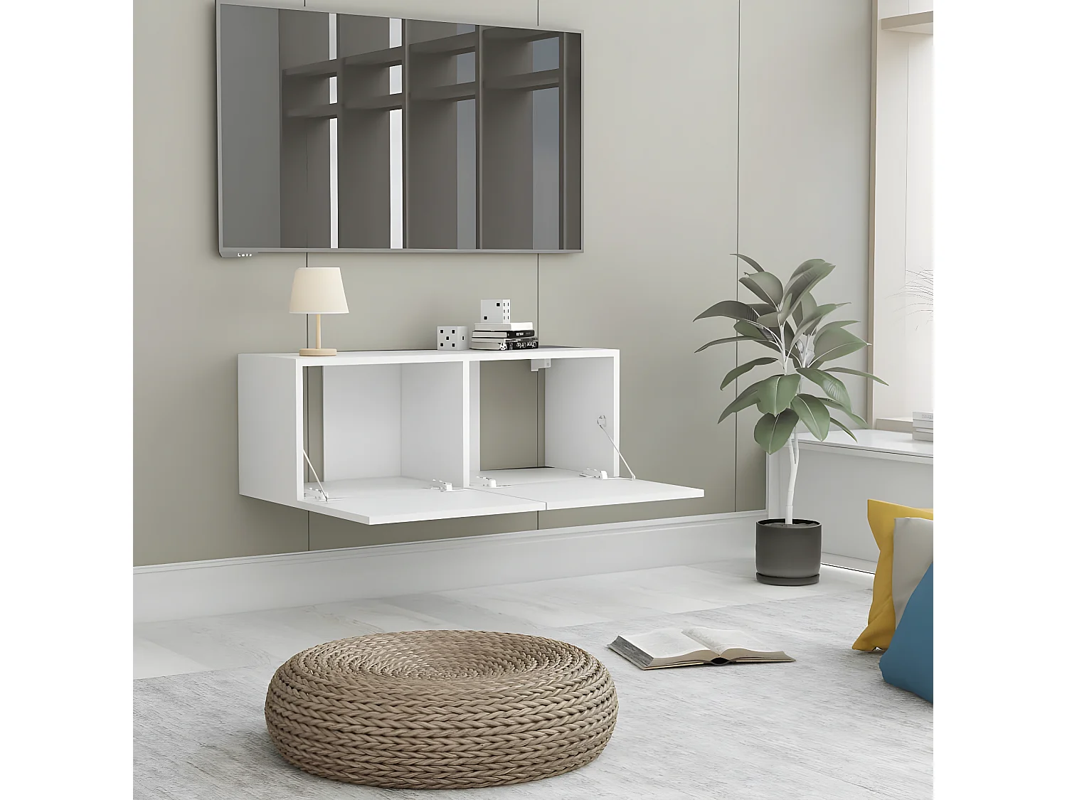 Mueble TV blanco 80x30x30 cm Madera contrachapada