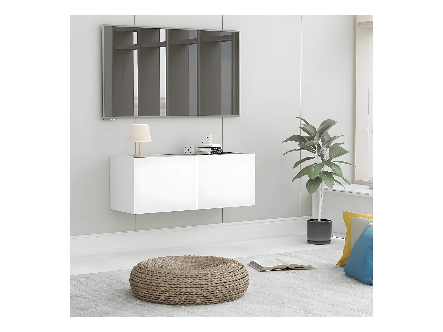 Meuble TV Blanc 80x30x30 cm Bois d'ingénierie